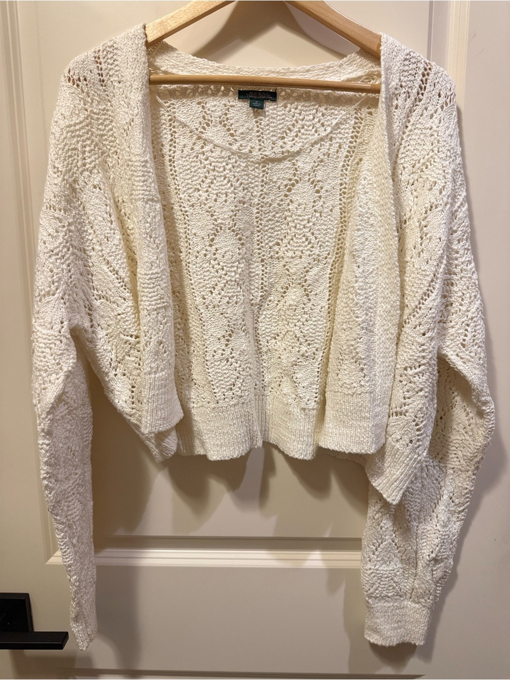 wild fable Cream Open-Weave Cropped Cardigan